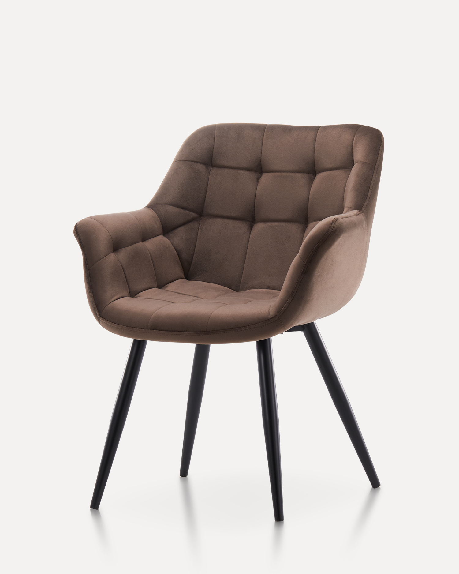 Smeđa baršunasta stolica za ručavanje