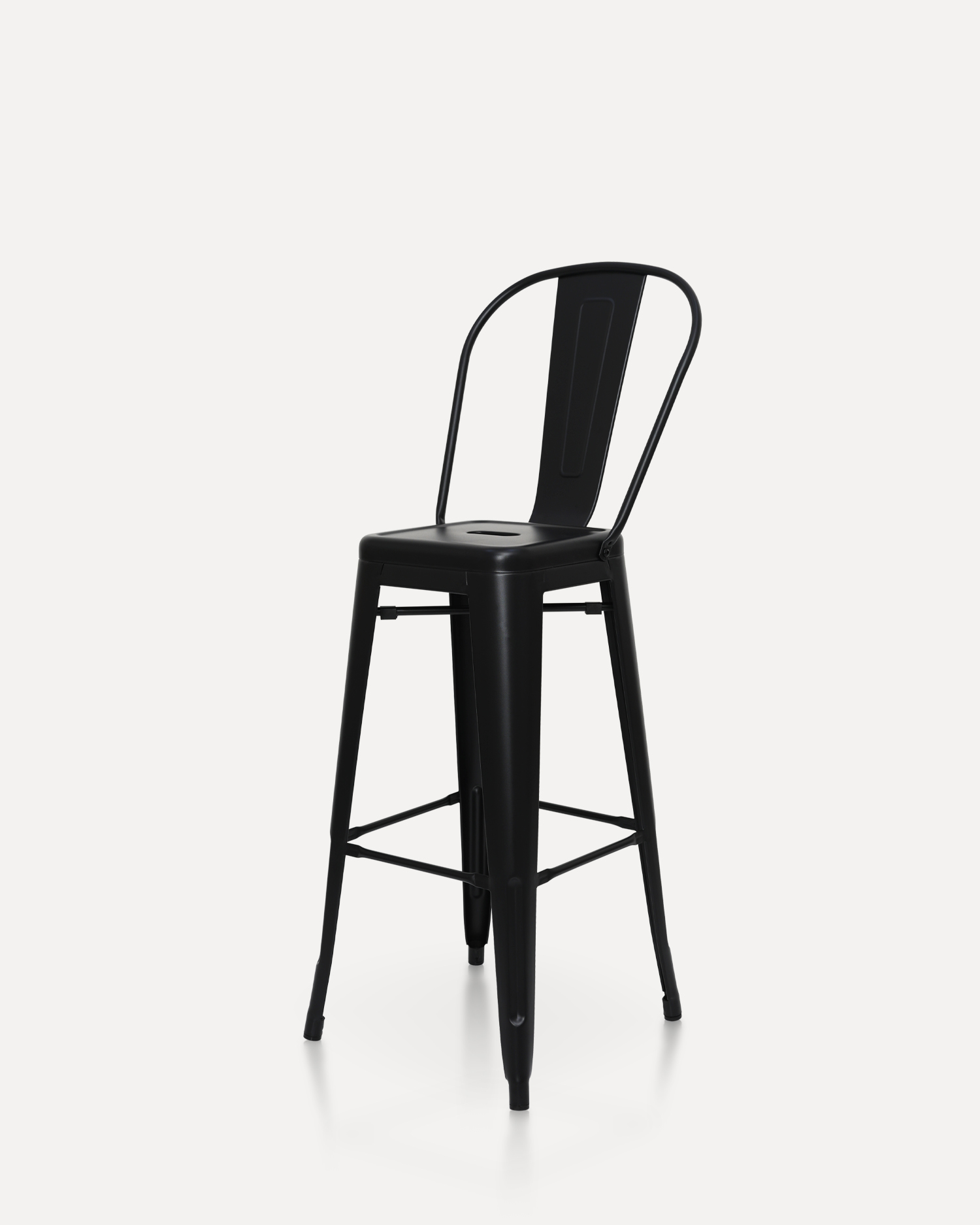 Black Metal Barstool s naslonom Black Metal Barstool s naslonom